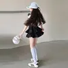 Conjunto de Verano para Niñas 2026 Nuevo Casual Estilo Coreano Chica Dulce Chaleco con Pedrería Vestido Pastel para Niños Mayores