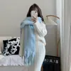 Bufanda de Color Sólido Suave y Cera Suave para Mujer, Estilo Coreano de Otoño e Invierno, Mohair Cálido, Atmósfera Esponjosa, Engrosada, Versátil, Protección para el Cuello