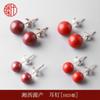 Pendientes de cinabrio al por mayor, aretes de arena morada de mineral crudo para mujer, plata 925, joyería popular, aretes simples retro rojos