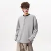Camiseta Henley de manga larga de color sólido de alta gama, transpirable, amigable con la piel, con caída sedosa, adecuada para ir al trabajo, camisa moderna de talla grande para hombre