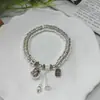 Personalizado--Pulsera Gato de la Suerte con Mantra de Seis Palabras para Mujer, Joyería de Pareja Estilo Vintage, Pulsera de Cuentas DIY