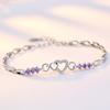 Joias com Coração Cravejadas de Diamantes para Mulheres, Joias Coração a Coração de Zircônia, Pulseira em Formato de Coração, Pulseira Cravejada de Diamantes Coração a Coração para Mulheres