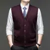 Chaleco de Punto para Hombre Cárdigan Espalda Abierta Ropa Casual Holgada para Personas Mayores Chaleco sin Mangas Suéter para Hombre Otoño