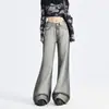 Calça Comprida Hot Girl Estilo de Rua, Jeans Europeu e Americano, Calça de Trabalho Fashion Wide-Leg, Design Simples para o Dia a Dia, Estilo Retro Coreano