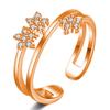 Anel estrela de cinco pontas aberta estrela brilhante anel banhado a platina anel em forma de flor anel da moda em flor anel de falange