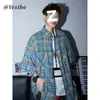 Camisa de Cuadros Retro Americana para Hombre, Estilo High Street de Primavera, Ropa de Trabajo Fresca, Cuello Campana, Manga Corta, Camisa Casual de Bloques de Color de Moda