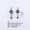 Acero titanio 316L chapado en oro cobre micro-incrustado circonio arete para cartílago de la oreja circonita verde arete para la oreja Europeo y Americano Comercio exterior transfronterizo perforación arete para cartílago de la oreja