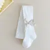 Meia-calça infantil outono fina laço leggings infantis meias princesa meias de algodão para bebê outono branco