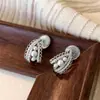 Pendientes de Perla con Incrustaciones de Diamante Estilo Coreano Elegante Galvanizados para Mujer Pendientes de Circonita Retro Estilo Francés Pendientes de Lujo Ligero Exagerados de Nicho