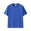 Primavera y verano Nuevo 230g hombro algodón puro color liso manga corta camiseta hombres y mujeres moda cuello redondo base lisa camiseta venta al por mayor