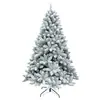 Árbol de Navidad Flocado 1.8m Blanco Cubierto de Nieve Denso con Puntas Redondas PVC Árbol Automático con Nieve Artificial Cayendo Árbol de Navidad Artificial
