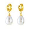 Pendientes de perlas y diamantes de imitación de alta calidad, estilo retro, de moda transfronteriza europea y americana, de acero y titanio.