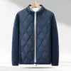 Jaqueta Masculina Quilted de Algodão com Diamantes Transfronteiriça Outono/Inverno Gola Alta Estilo Zíper Leve Quente Roupas de Algodão Estrutura Solta Estilosa Outdoor