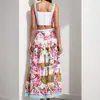 Colección Otoño 2026: Conjunto Retro de Dos Piezas para Dropshipping Transfronterizo Europeo y Americano, Elegante Conjunto de Vestido Largo sin Mangas Estampado