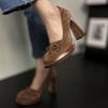 Sapatos Baixos Mary Jane com Solado Grosso e Salto Grosso Fashionáveis de Temperamento para Mulheres 2025 Nova Primavera Retrô Bico Redondo Boca Pequena