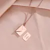 Colar Pingente Envelope Estilo Europeu e Americano Aço Titânio Gravado Carta de Amor Envelope Transfronteiriço Pingente Design Criativo Corrente de Pescoço para Casal Celebridade da Internet