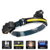Nueva Linterna Frontal COB de Alta Intensidad Mini Montada en Cabeza para Correr Zoom Telescópico Recargable Sensor de Luz para Correr de Noche Luz de Pesca