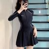 Traje de baño nuevo para mujer deportivo de una pieza conservador adelgazante cubre abdomen manga larga aguas termales estudiante moda Corea del Sur traje de baño para mujer