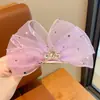 Tiara Corona de Niña Pasador con Lazo Corona Estéreo para Bebé Pinza Superior de Princesa para Niña Accesorios para el Cabello de Alto Valor