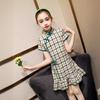 Vestido Cheongsam de Algodón y Lino a Cuadros para Niñas Verano 2026 Nuevo Estilo Chino para Niñas Pequeñas y Niños Mayores Vestido Retro