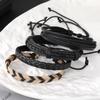 Set de Pulseras para Hombre de Venta Caliente Transfronteriza Nuevo Europeo y Americano Pulsera Trenzada de Cadena de Cuentas de Madera y Concha de Coco Pulsera de Cuero Multicapa
