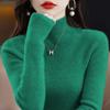 Camiseta Básica de Cuello Alto Medio de Color Puro para Mujer 2025 Otoño Nuevo Tejido de Punto Ajustado para Mujer Tejido de Punto Delgado Corto para Mujer Venta al por Mayor