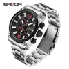 Reloj de Cuarzo para Hombre de Moda Popular Transmisión en Vivo Marca Sanda Casual y Versátil Tres Ojos Seis Agujas Luminoso Resistente al Agua Reloj para Hombre