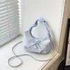 Bolsa Plissada com Laço Estilo Coreano para Mulheres, Bolsa de Ombro Fashionável Estilo Fresco para Jovens Meninas, Bolsa Transversal com Corrente de Estrela e Nuvem para Mulheres