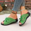 Zapatillas Romanas de Talla Grande Transfronterizas para Mujer, Tacón de Cuña, Suela Gruesa, Sandalias para Mujer, Decoración de Lazo, Zapatos Ligeros Wish