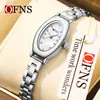 Reloj de Mujer Ofns Más Vendido de Alto Valor, Elegante Reloj de Cuarzo Ovalado Retro para Mujer con Esfera de Nácar, Pequeño Reloj Verde Impermeable