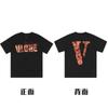 En stock Vlone High Street Big V Mariposa Letra Calavera Esqueleto Limitado Big V Colección Casual Camiseta de Manga Corta para Hombres y Mujeres