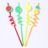 Decoração de festa palha bebida palha fruta desenhos animados PVC forma palha arte palha