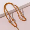 Amarelo terra fita de corda com fivela de abacaxi grossa pingente corda feita à mão DIY trançada para pendurar no pescoço corda de joia pedra de jade amarelo