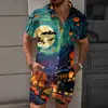 Novo Conjunto de Camisa de Manga Curta e Shorts Masculino com Estampa Engraçada de Halloween para o Verão - Venda Cruzada da Amazon