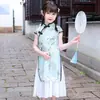 Vestido Cheongsam para Niñas Nuevo Modelo Hebilla Cuello Vertical Bordado Vestido Cheongsam Infantil Traje Elegante para Dama