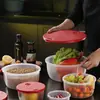 Caixa de Almoço Espessa para Micro-ondas Plástico Redondo Crisper Congelado Geladeira Tigela de Conservação de Frescor Caixa de Aquecimento para Micro-ondas