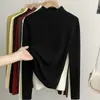 Camiseta Base de Punto de Cuello Alto Parcial para Mujer 2026 Otoño/Invierno Nuevo Suéter Ajustado para Vestir por Capas