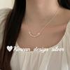 Joyería minimalista de plata de ley 925 para influencers coreanos y japoneses, collar ovalado empalmado, gargantilla sencilla de nicho de alta gama