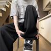Pantalones Nuevos de Seda de Hielo de Primavera y Verano Marca de Moda Estilo Hong Kong Pantalones Ins Sueltos Casuales Elegantes Perezosos Delgados Pantalones de Seda de Hielo