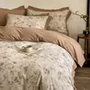 Conjunto de Quatro Peças em Algodão Escovado Classe A Algodão Puro Estilo Retro Francês Pastoral Coração de Menina Roupa de Cama 1,8m 2m