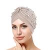 Chapéu Pulôver Plissado Feminino Moda Europeia e Americana Chapéu Indiano Chapéu Turbante com Contas Grande e Pequeno