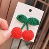 Nuevo estilo coreano horquilla para el pelo accesorios para el cabello lana Horquilla de cereza horquilla tejida con ganchillo horquilla para niñas accesorios para el cabello infantiles venta al por mayor