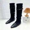 Botas de plataforma estilo coreano, botas de pierna ancha de moda, botas elásticas, botas altas que aumentan la altura, botas adelgazantes, botas convertibles con cañas desmontables, botas de mujer