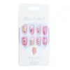 WM-444 Unhas Postiças Rosa Rococó Curtas Redondas Princesa da Corte Menina Romântica Coração Pontas de Unha Usáveis Atacado
