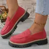 Nuevos Mocasines Primavera y Otoño 2025, Talla Grande Casual de Gamuza Estilo Británico para Mujer, Tacón Grueso, Suela Gruesa, Estilo Vintage para Exportación
