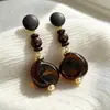 Brincos de design estilo retrô único, nicho vintage medieval, brincos com esmalte laranja, pinos de prata 925, femininos