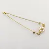 Corrente de Joia Banhada a Ouro, Pingente de Pedra de Cristal Zircônia Cravejado com Diamantes, Pulseira Feminina Acessórios de Joia Personalizados, Pérolas