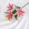 Lirio Artificial Impreso en 3D con 3 Cabezas de Flor Pequeñas y 1 Capullo, Adecuado para Decoraciones de Bodas, Salones de Bodas y Decoración del Hogar