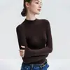 Suéter de Lã com Gola Alta Meia-Calça Malha Fina Sem Costura Feminino Slim Fit Malha Fina 18 Gauge Lavável à Máquina Camada Base Suéter de Malha Fina Emagrecedor