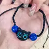 Dulce fresco pequeño miau ins diseño de nicho sándalo negro gatito pulsera tejida parejas enviar regalo para novias monstruo